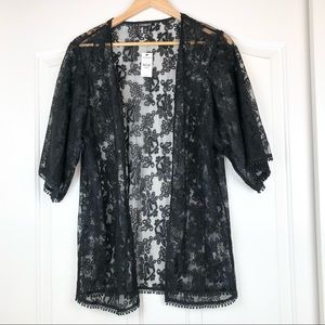 Express Black Lace Kimono Top